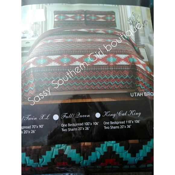 🆕⭐Boho Southwestern Aztec Quilted Bedspread set - Picture 4 of 6